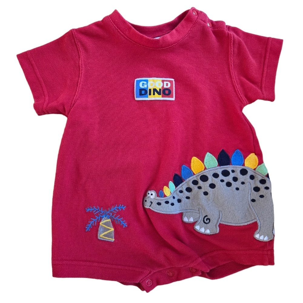 Vintage 1990s Y2K Buster Brown Good Dino dinosaur short sleeved onesie
